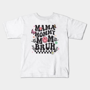 Groovy Vintage Mama Mommy Mom Bruh Funny Mother's Day Kids T-Shirt